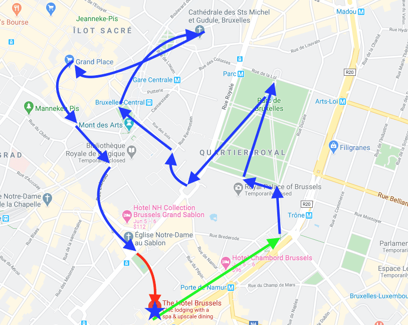 walking brussels tourist map