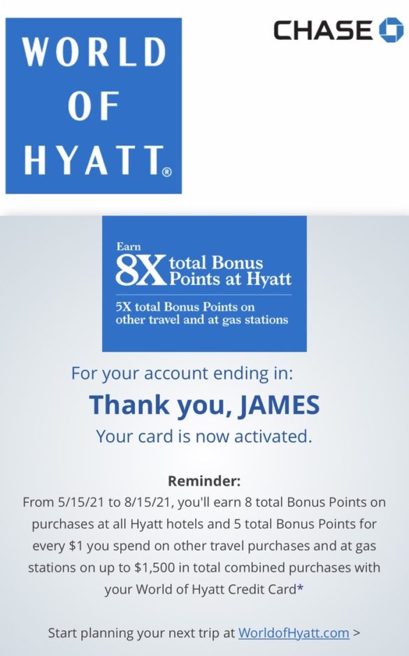 Earn 8X Bonus Points On The Chase World Of Hyatt Credit Card! Targeted - Flying High On Points